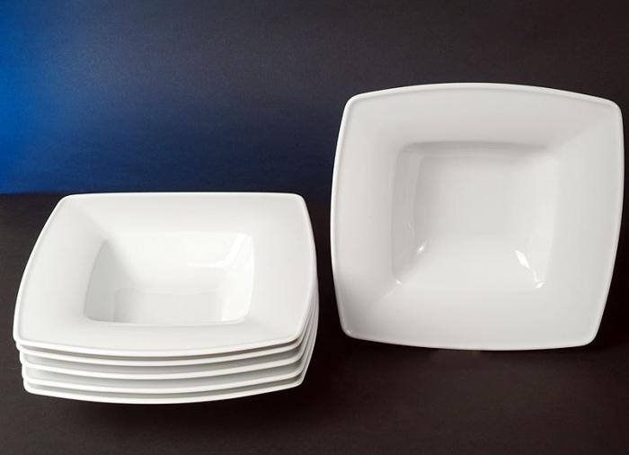 Preview: Universal Eckig Weiss Pastateller 6er pack