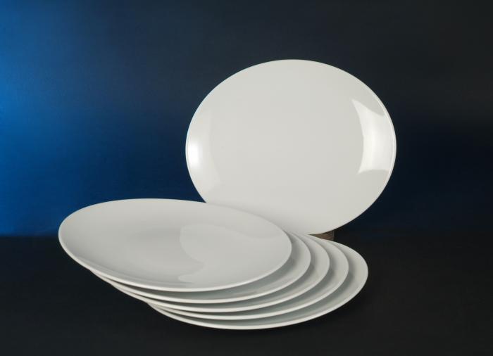 Universal Oval Weiss Menü Teller 6er pack