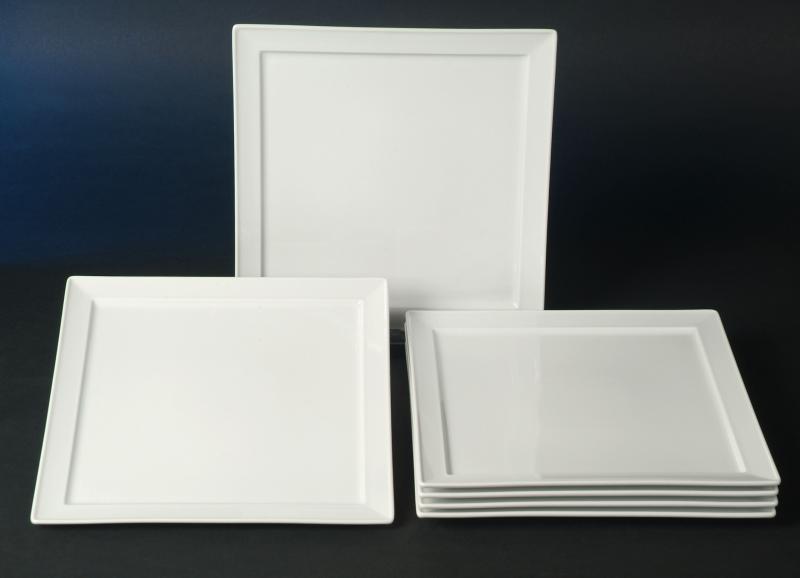 Universal Eckig Weiss Speiseteller 6er pack